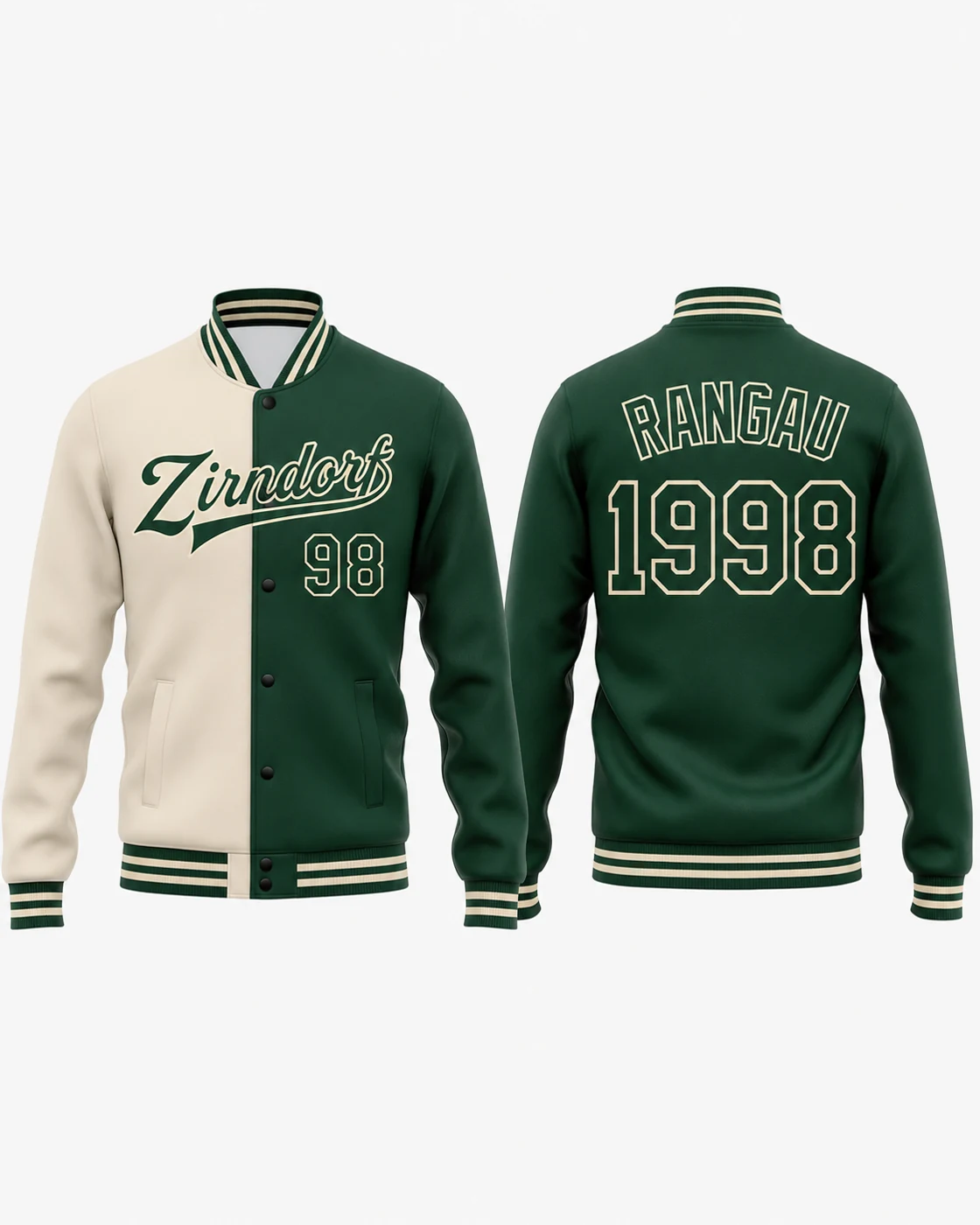 Grün-weiße Collegejacke